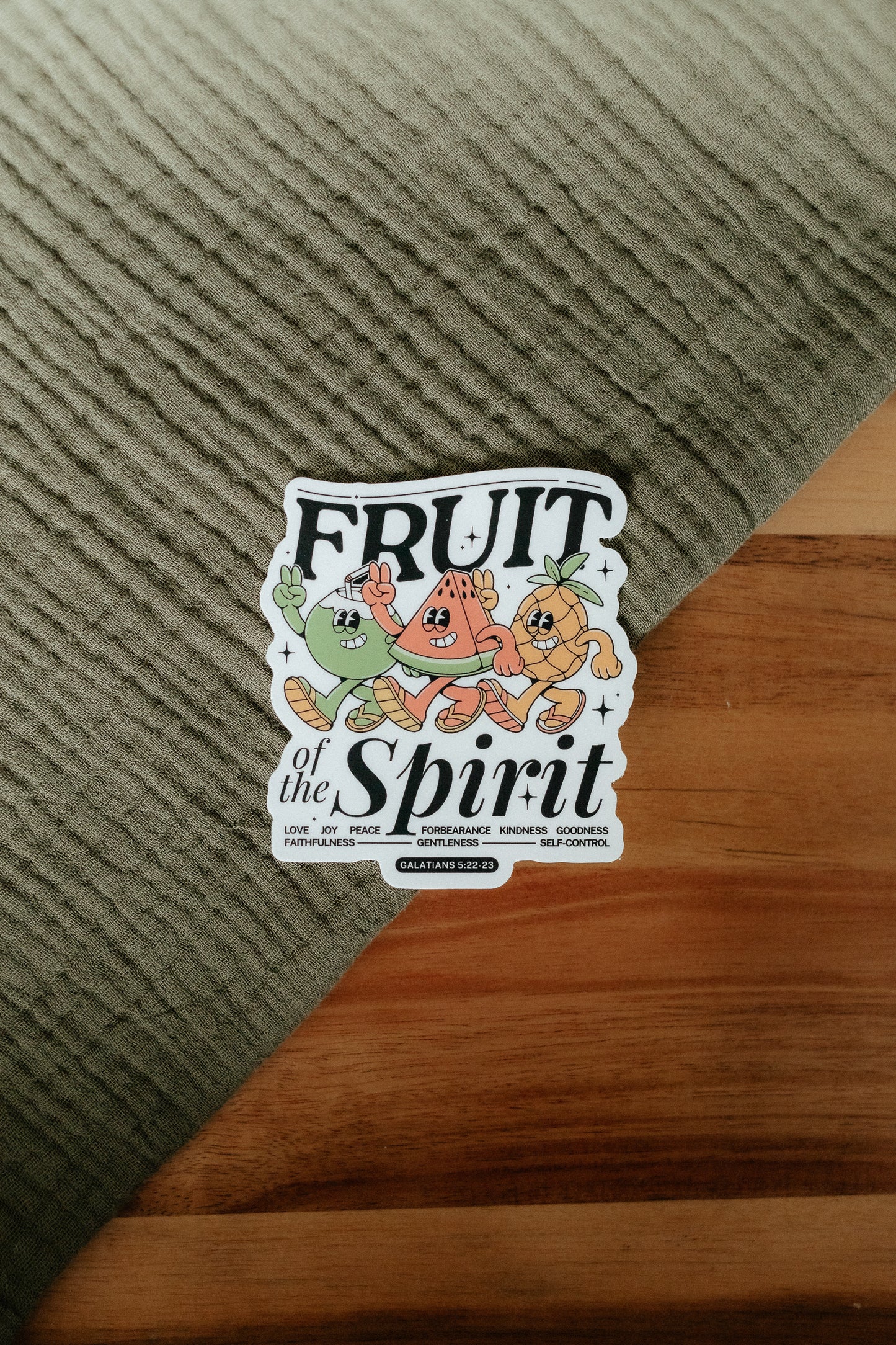 Fruit of the Spirit, Waterproof Vinyl Sticker, 2.7x3"