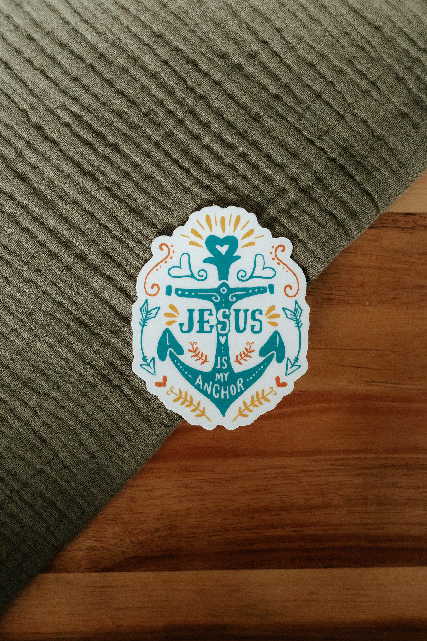 Jesus Is My Anchor, Waterproof Vinyl Sticker, 2.4x3"