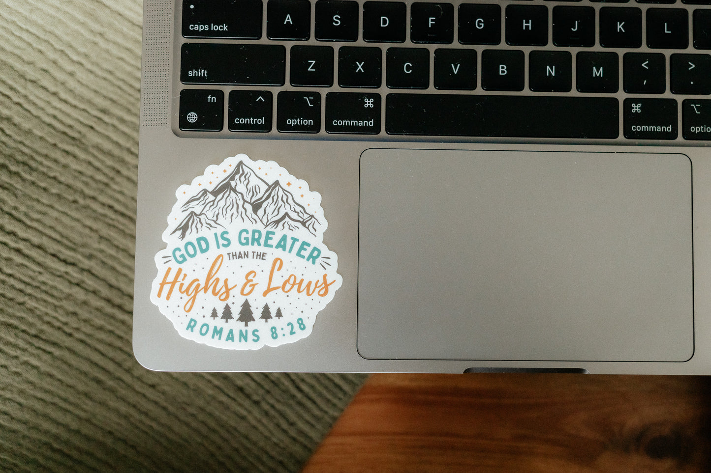 God is Greater than the Highs and Lows, Waterproof Vinyl Sticker, 3x3"