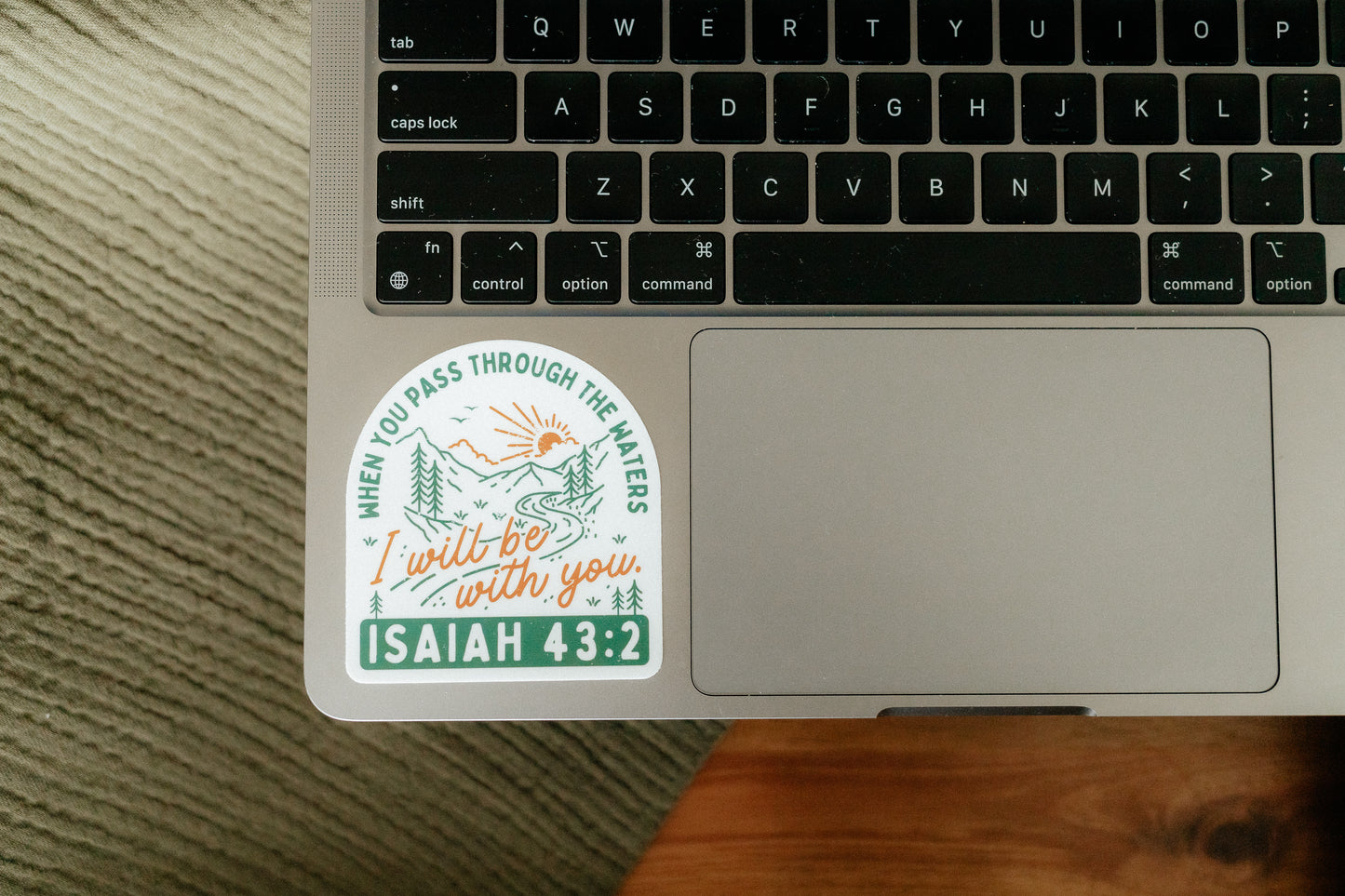 When You Pass Through the Waters, Waterproof Vinyl Sticker, 2.8x3"