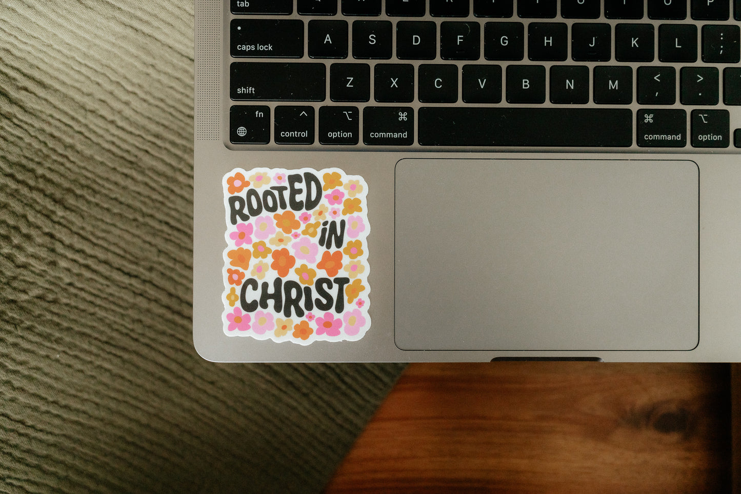 Rooted In Christ, Waterproof Vinyl Sticker, 2.5x3"