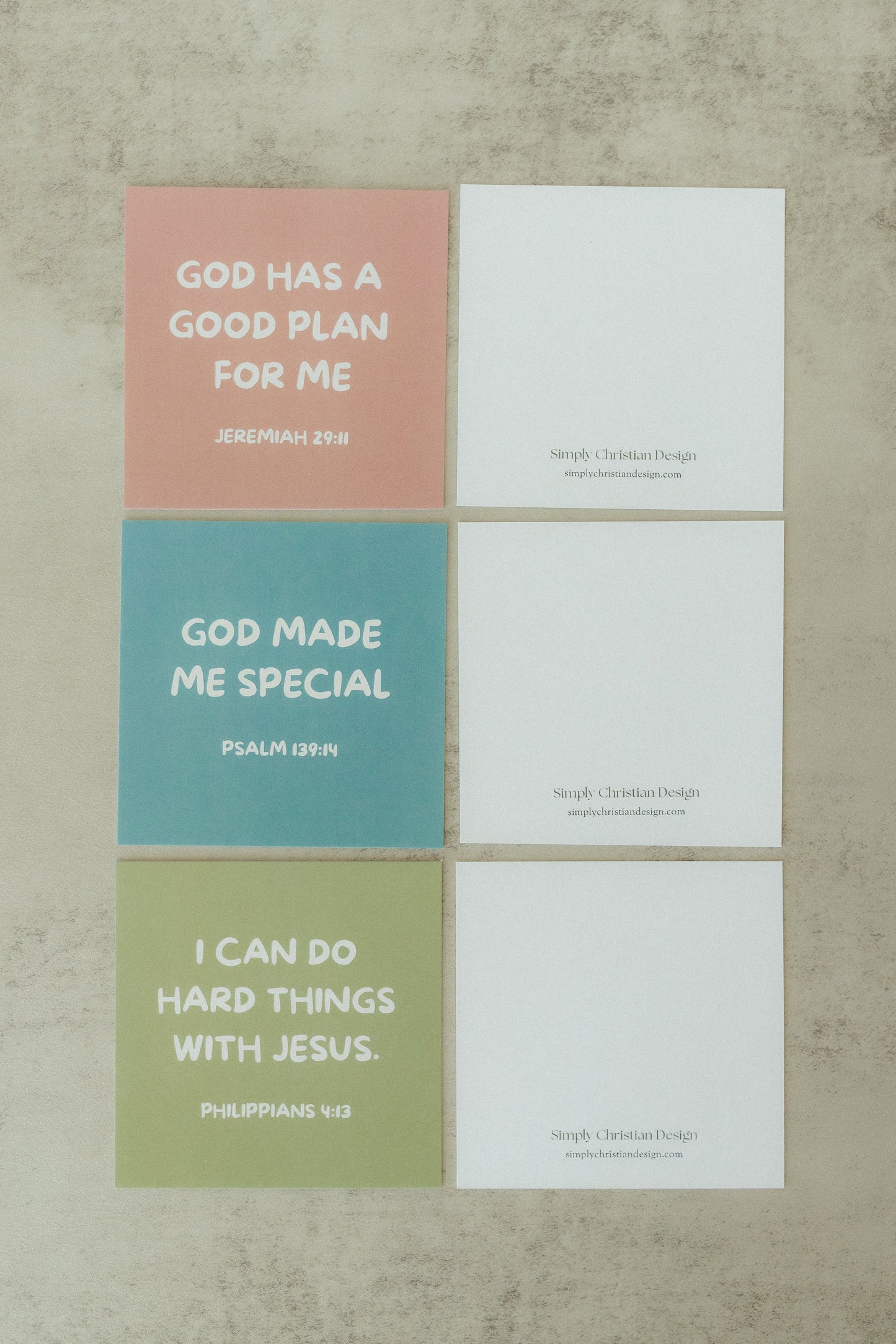 Mini Scripture Card Set, Kids Affirmations, 12 Bible Verse Cards