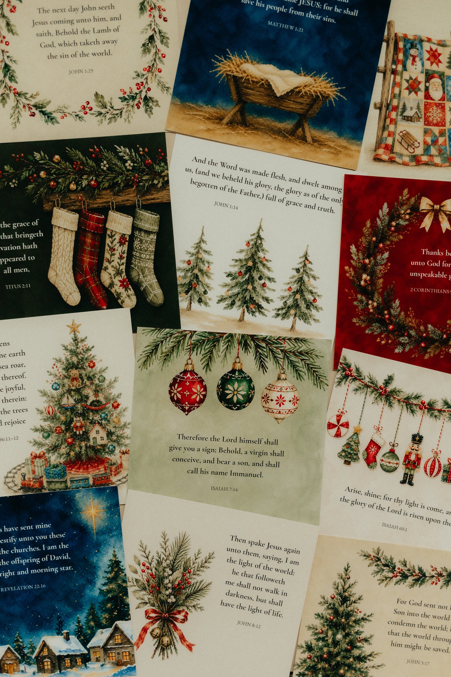 Merry & Bright, Signature Scripture Cards, Christian Gifts