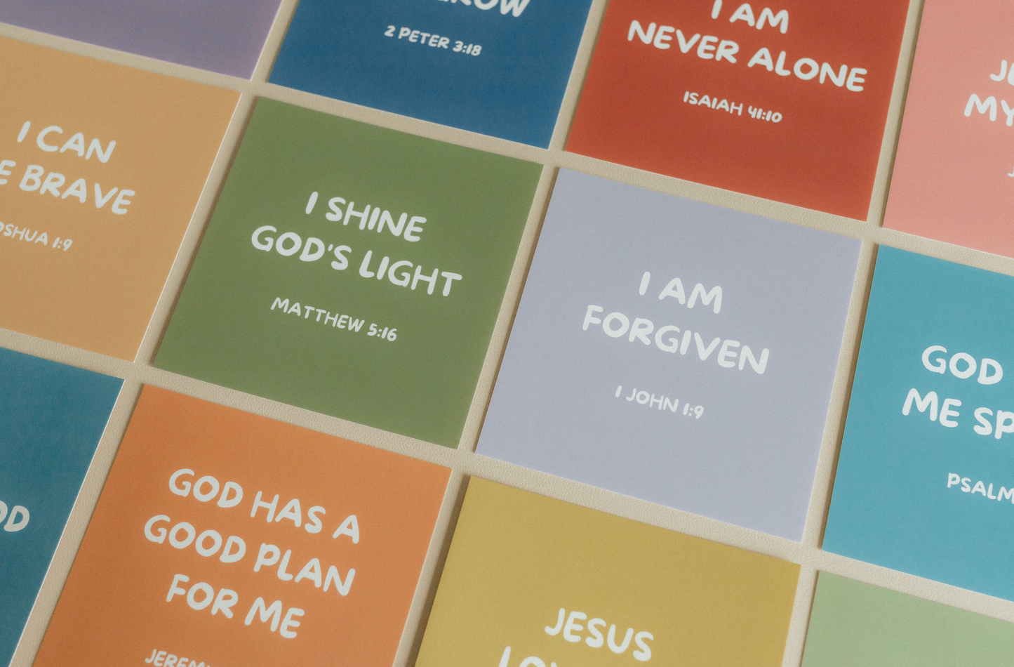 Kids Affirmations, 12 Uplifting Scripture Cards With Wood Stand, Christian Gift