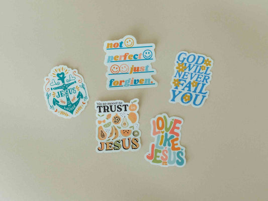 Christian Vinyl Sticker Set #1, Waterproof Stickers, Christian Stickers, Bible Stickers, Faith Stickers