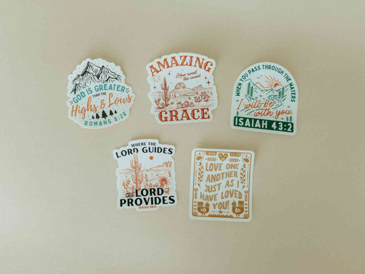 Christian Vinyl Sticker Set #5, Waterproof Stickers, Christian Stickers, Bible Stickers, Faith Stickers