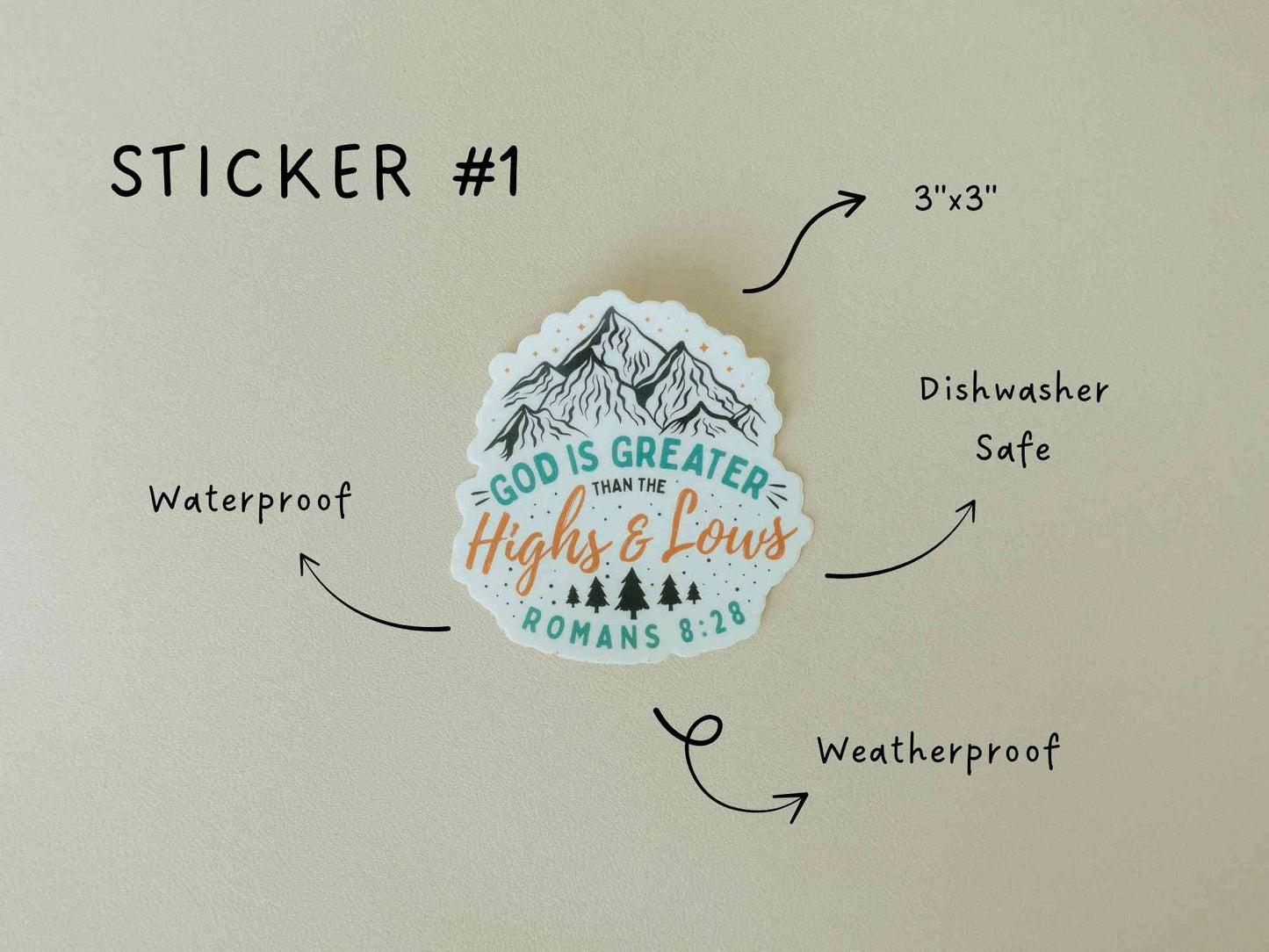 Christian Vinyl Sticker Set #5, Waterproof Stickers, Christian Stickers, Bible Stickers, Faith Stickers