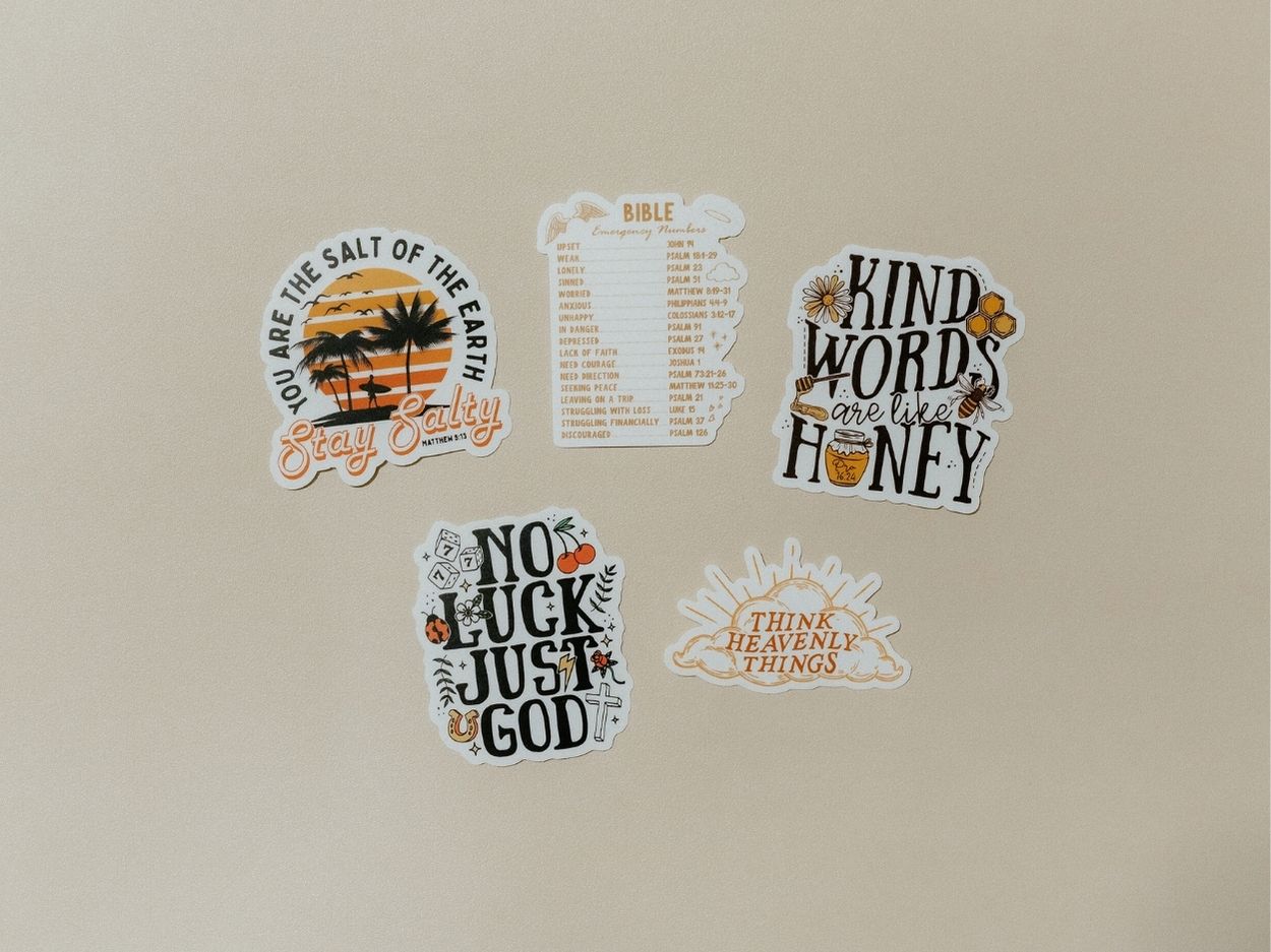 Christian Vinyl Sticker Set #6, Waterproof Stickers, Christian Stickers, Bible Stickers, Faith Sticker