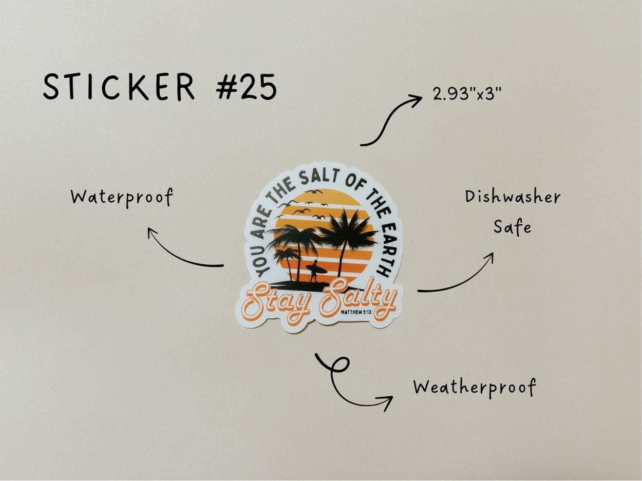 Christian Vinyl Sticker Set #6, Waterproof Stickers, Christian Stickers, Bible Stickers, Faith Sticker