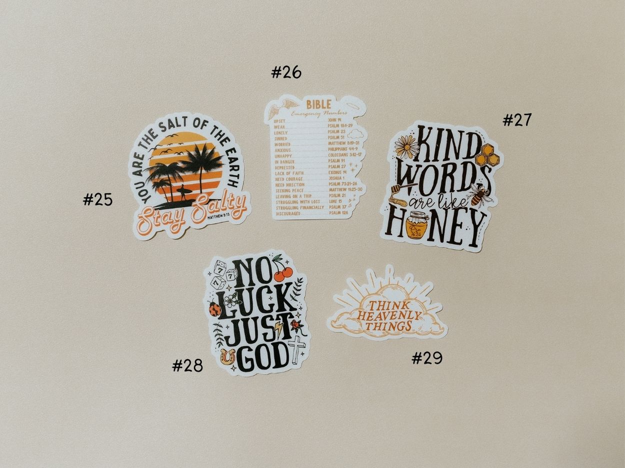 Christian Vinyl Sticker Set #6, Waterproof Stickers, Christian Stickers, Bible Stickers, Faith Sticker
