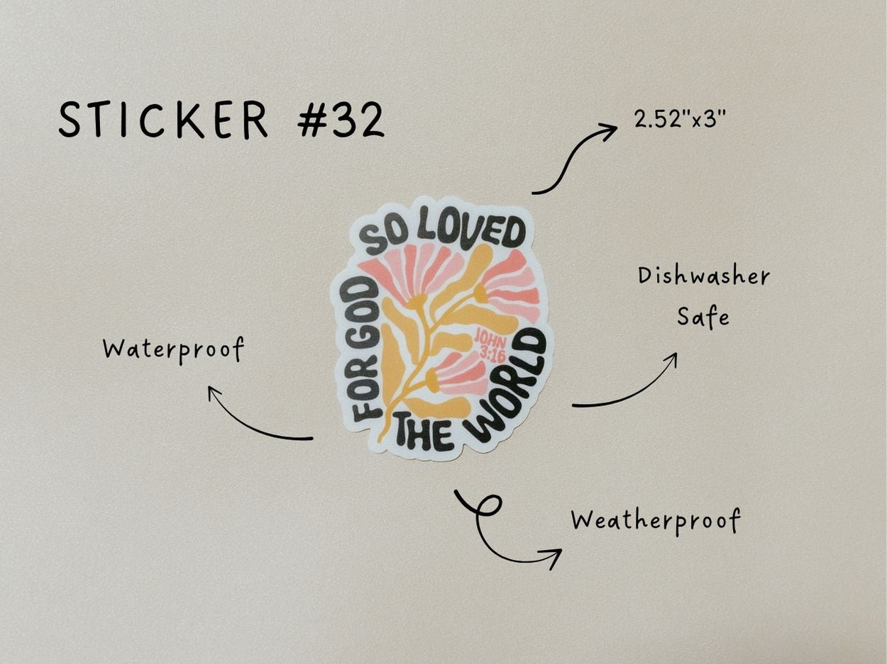 Christian Vinyl Sticker Set #7, Waterproof Stickers, Christian Stickers, Bible Stickers, Faith Sticker