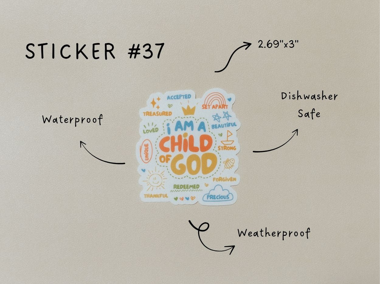 Christian Vinyl Sticker Set #8, Waterproof Stickers, Christian Stickers, Bible Stickers, Faith Sticker