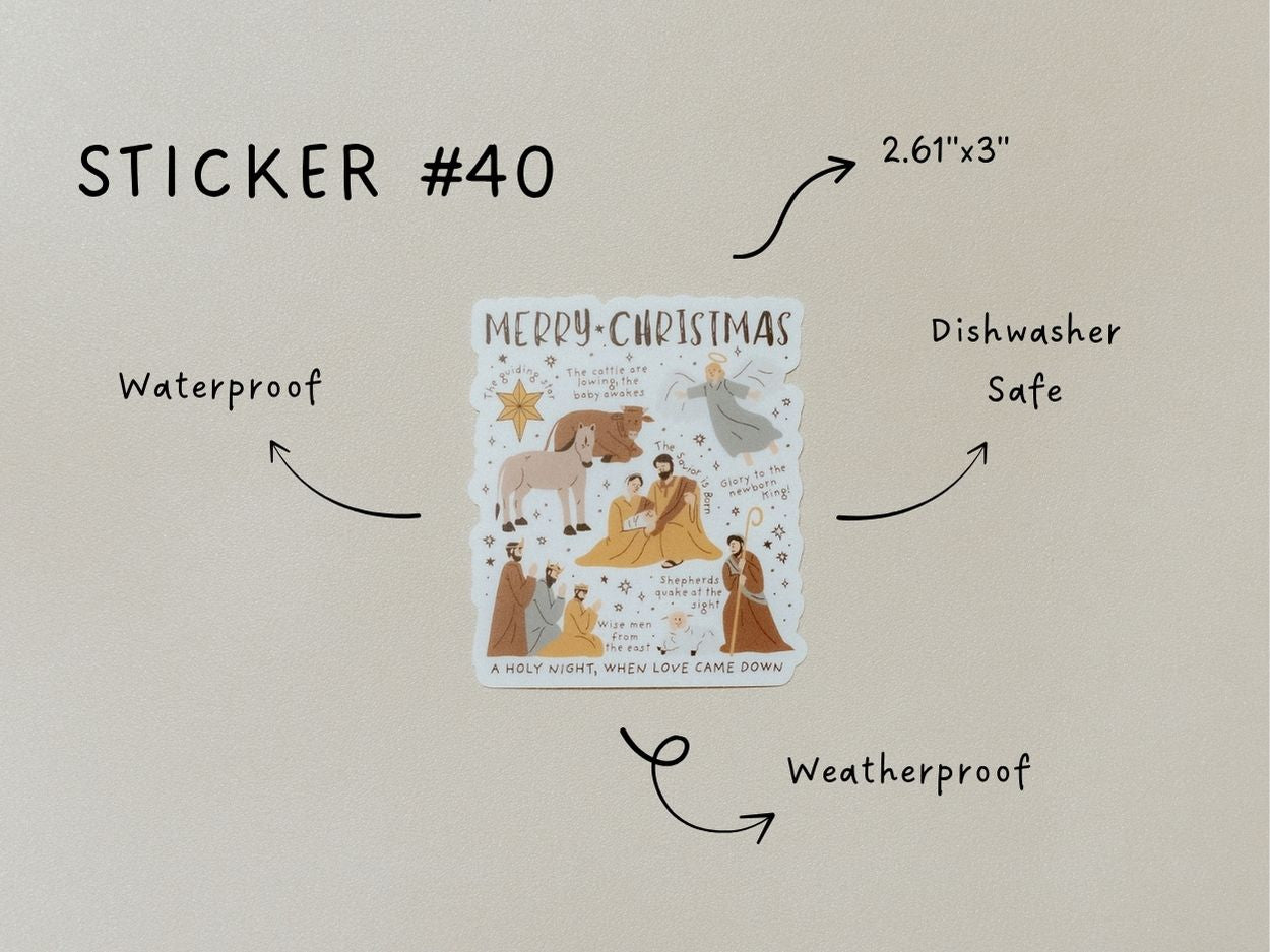 Christian Vinyl Sticker Set #9, Waterproof Stickers, Christian Stickers, Christmas Stickers, Faith Sticker