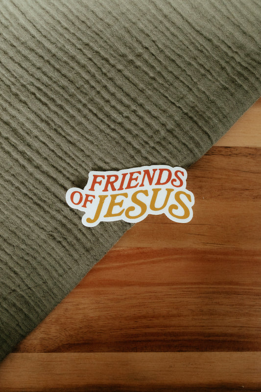 Friends of Jesus, Waterproof Vinyl Sticker, 2x3"