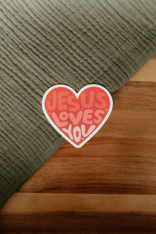 Jesus Loves You, Waterproof Vinyl Sticker, 3x2.7"
