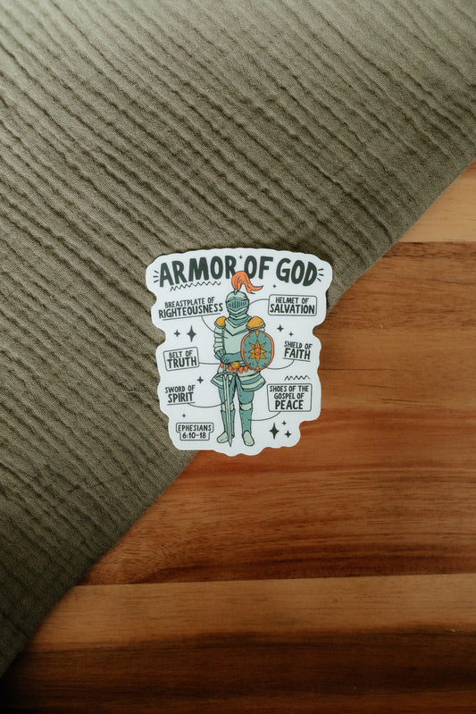 Armor of God, Waterproof Vinyl Sticker, 2.7x3"
