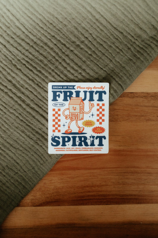 Retro Fruit of the Spirit, Waterproof Vinyl Sticker, 2.6x3"