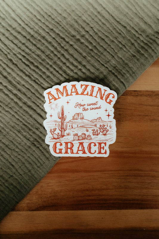 Amazing Grace, Waterproof Vinyl Sticker, 3x2.8"