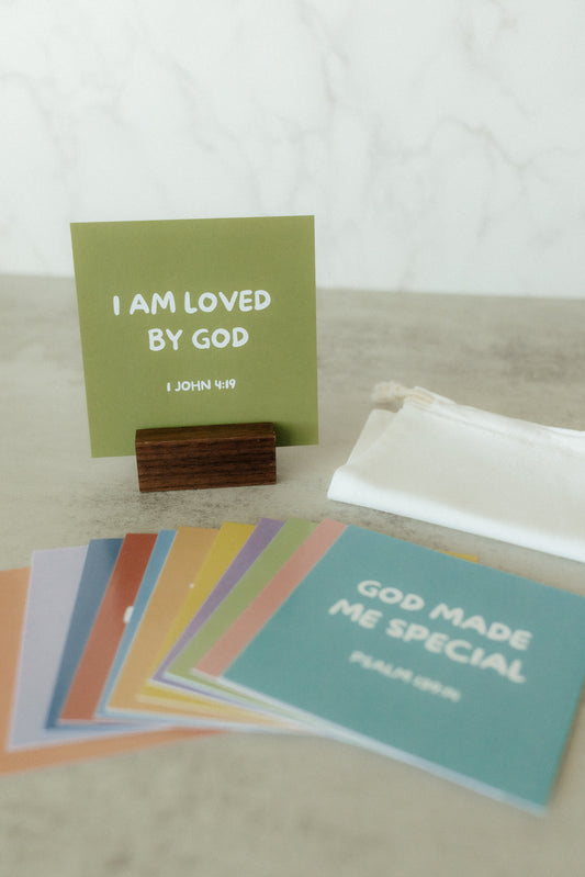 Mini Scripture Card Set, Kids Affirmations, 12 Bible Verse Cards