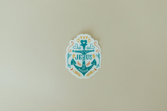 Jesus Is My Anchor, Waterproof Vinyl Sticker, 2.4x3"
