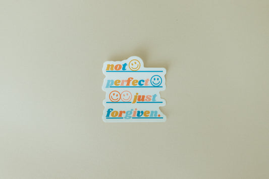 Not Perfect Just Forgiven, Waterproof Vinyl Sticker, 2.9x3"