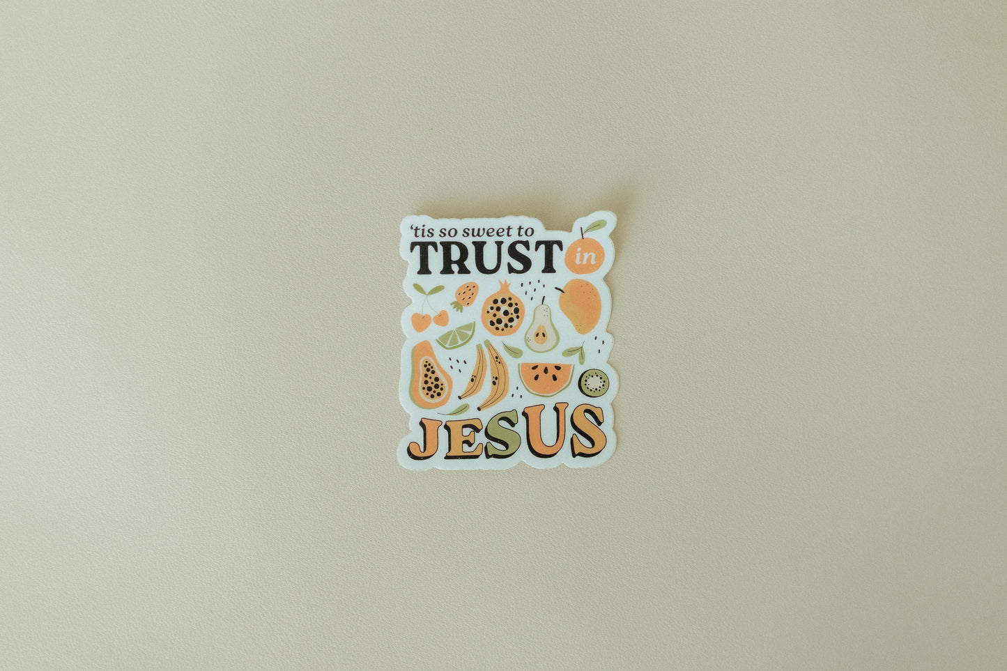Tis so Sweet to Trust in Jesus, Waterproof Vinyl Sticker, 3x2.8"