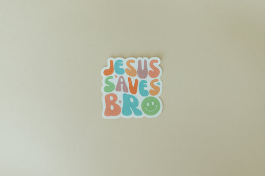 Jesus Saves Bro, Waterproof Vinyl Sticker, 3x3"