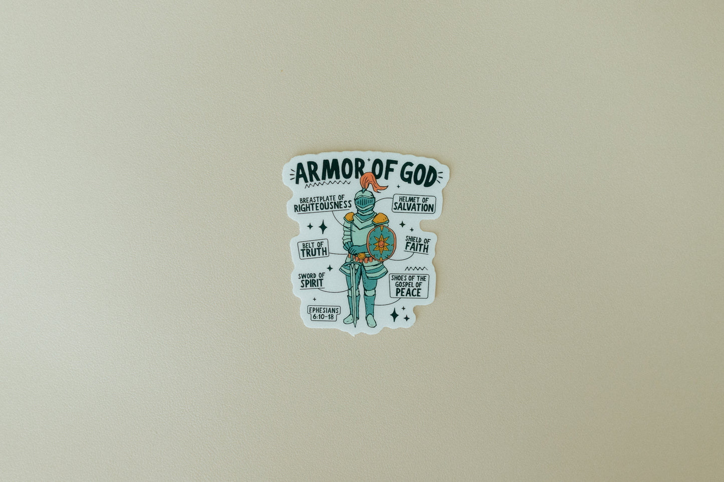 Armor of God, Waterproof Vinyl Sticker, 2.7x3"