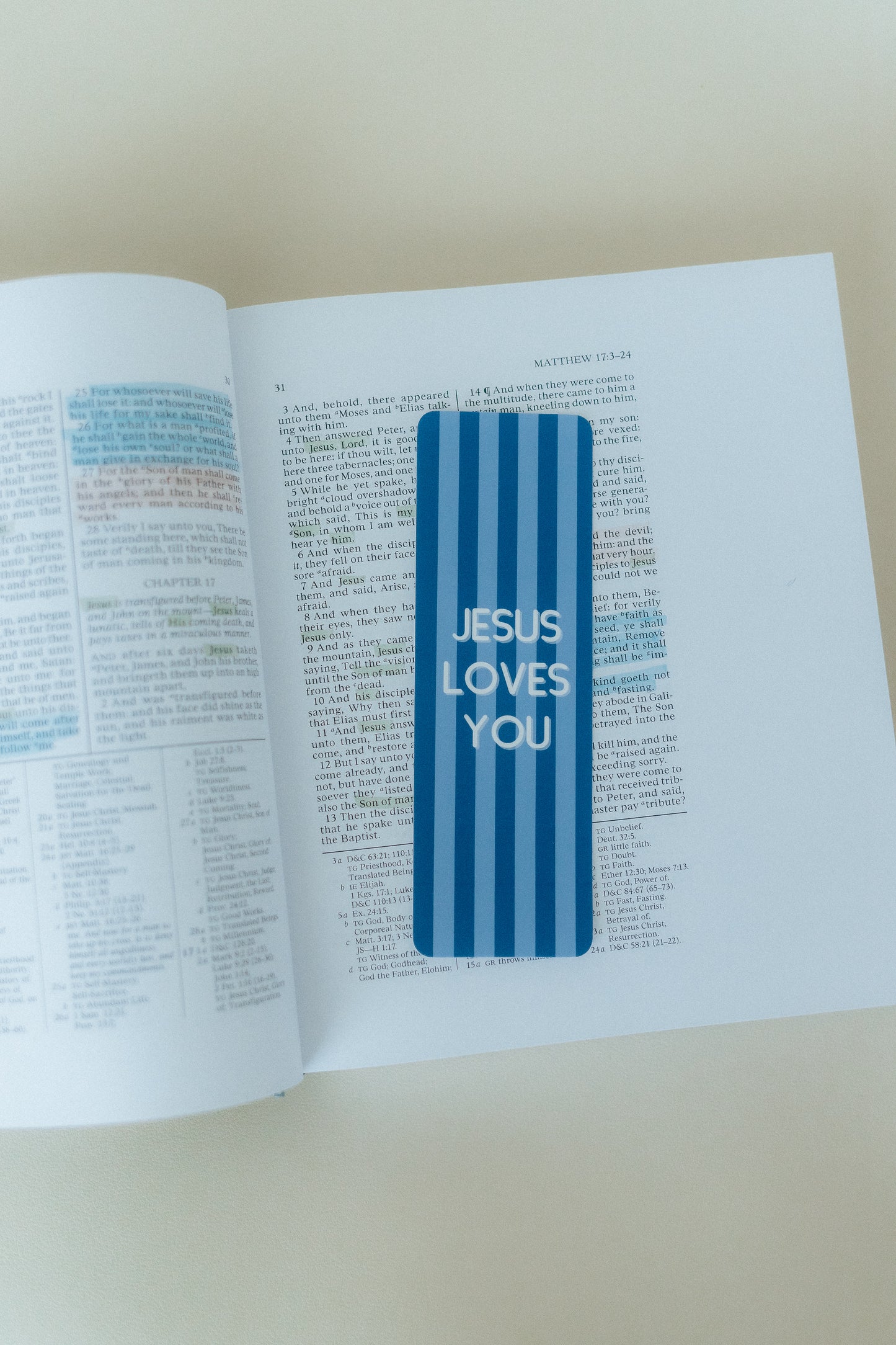 Jesus Loves You, Blue, Christian Bookmark