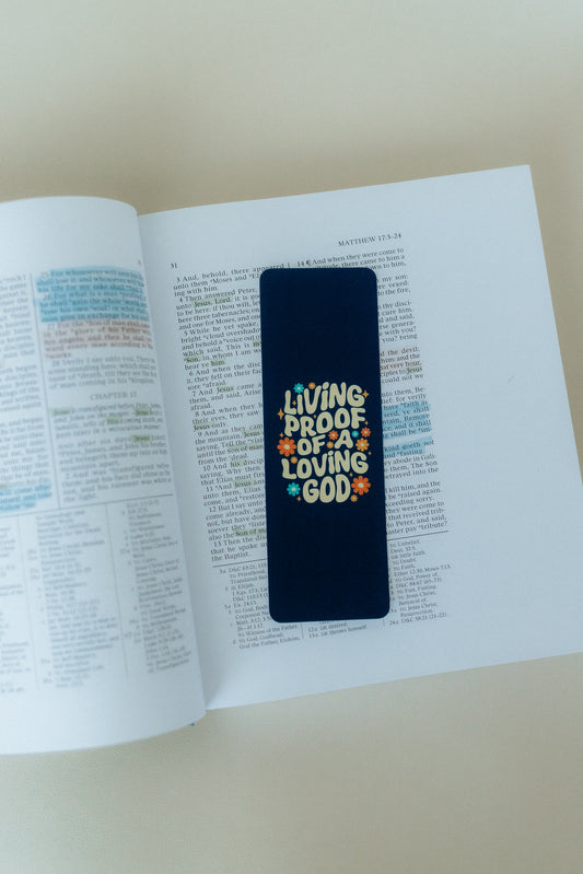 Living Proof of a Loving God, Blue, Christian Bookmark
