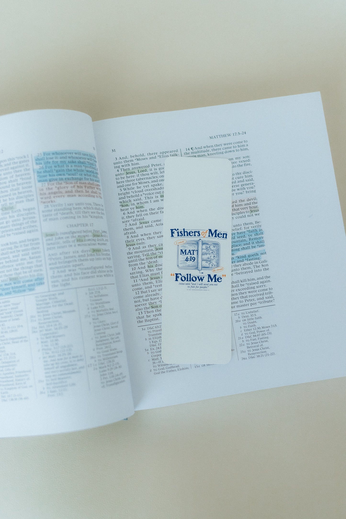 Fishers Of Men, Blue, Christian Bookmark