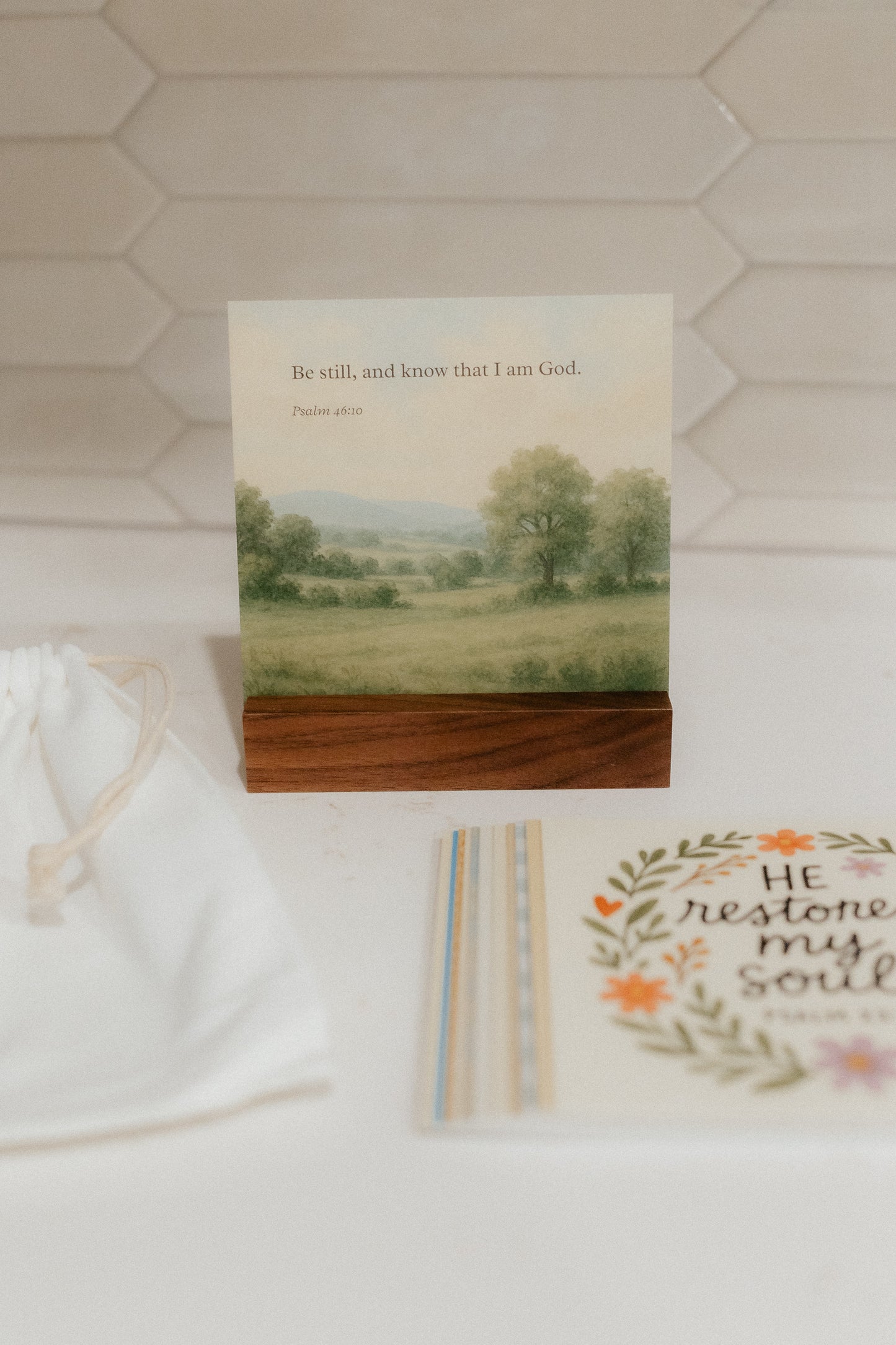 Joyful Faith, 12 Uplifting Scripture Cards With Wood Stand, Christian Gift