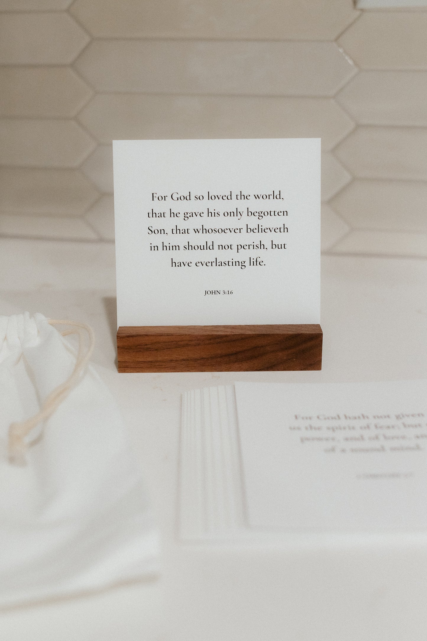 Minimalist, 12 Uplifting Scripture Cards With Wood Stand, Christian Gift