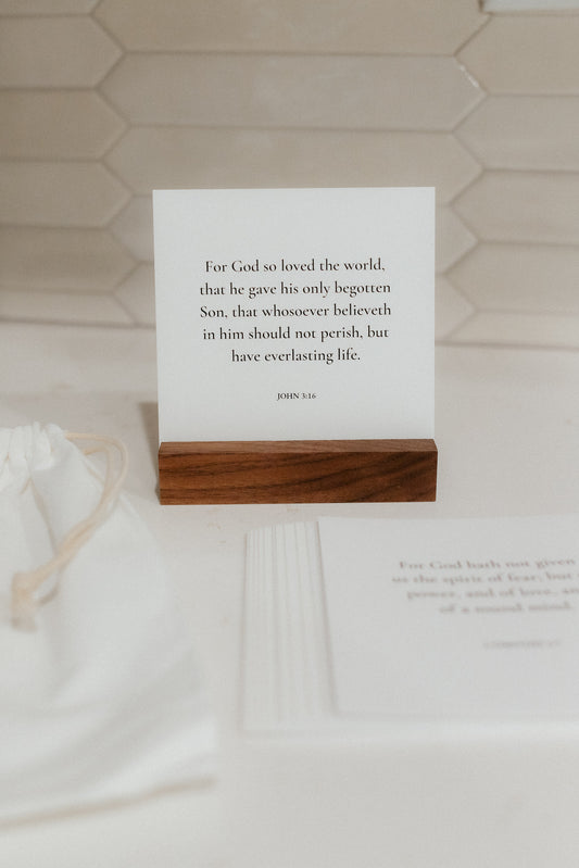 Minimalist, 12 Uplifting Scripture Cards With Wood Stand, Christian Gift