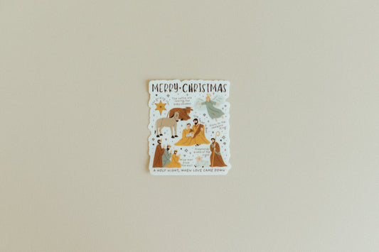 Christmas Nativity, Waterproof Vinyl Sticker, 2.6x3"