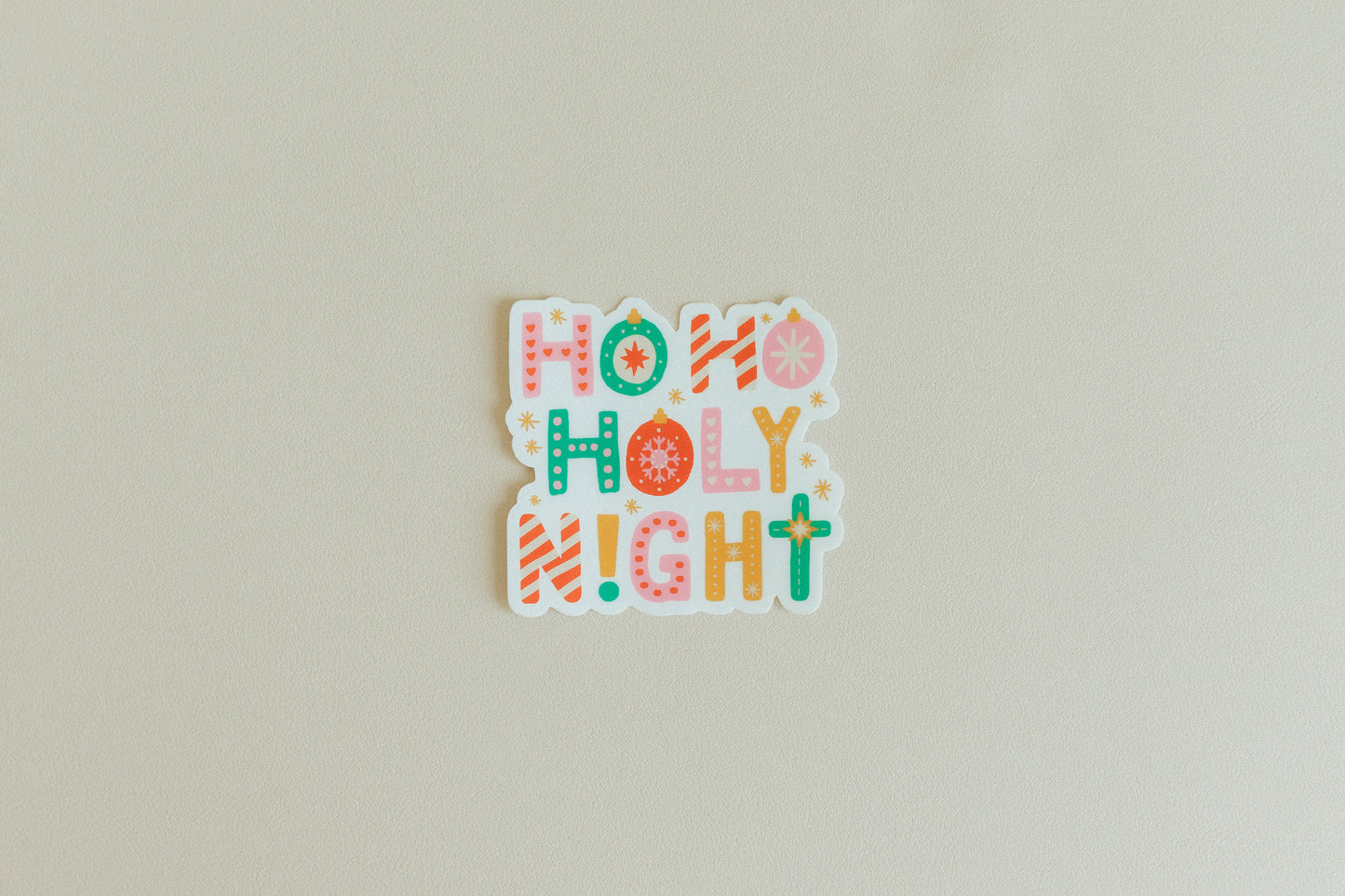 Ho Ho Holy Night, Waterproof Vinyl Sticker, 3x2.8"
