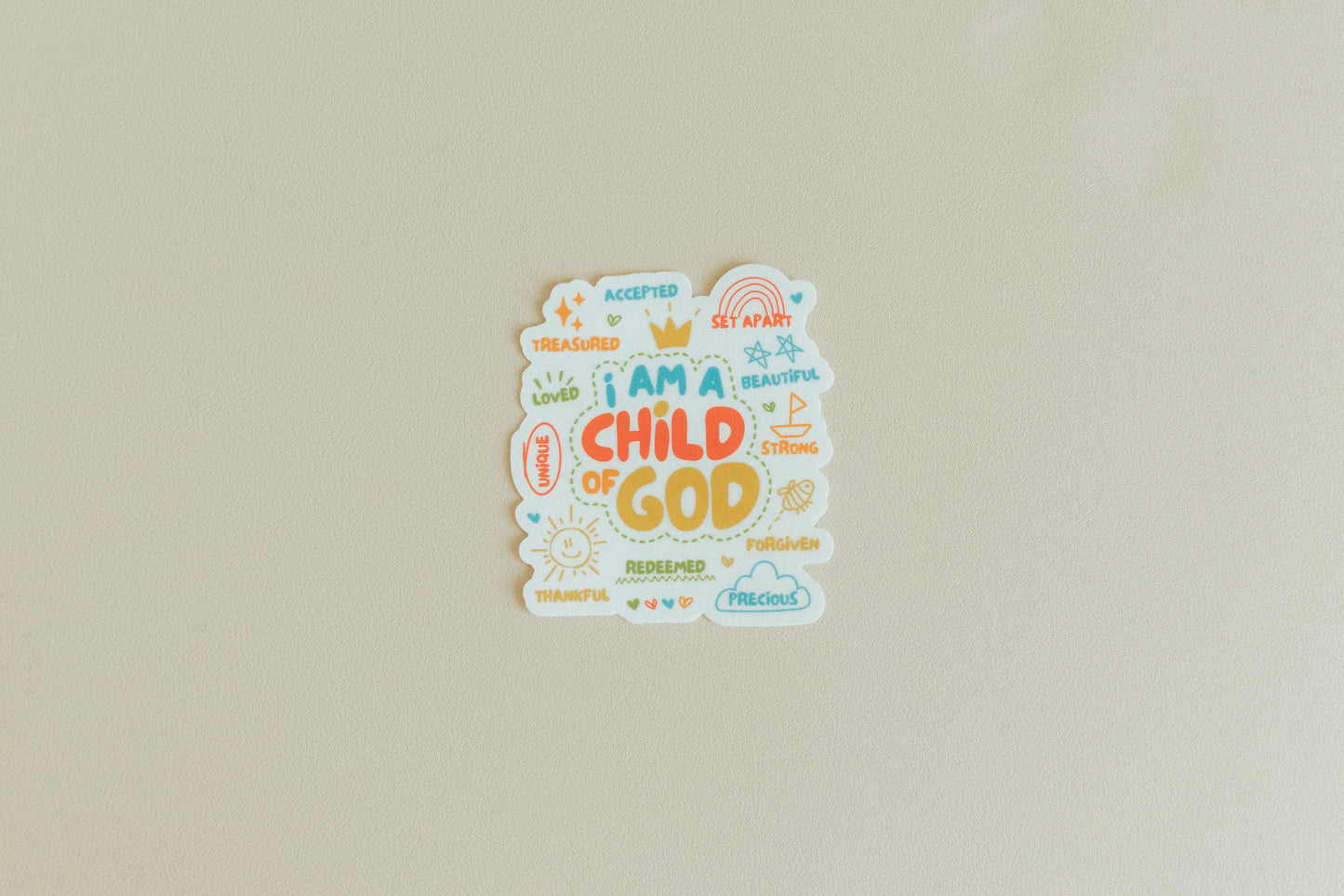 I Am A Child Of God Attributes, Waterproof Vinyl Sticker, 2.7x3"
