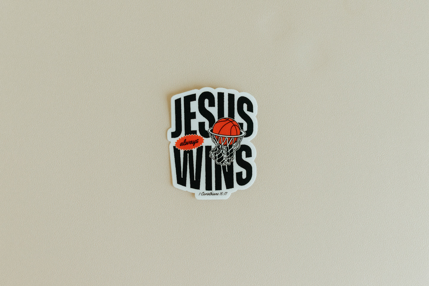 Jesus Wins, Waterproof Vinyl Sticker, 2.4x3"