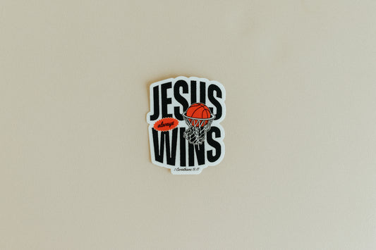 Jesus Wins, Waterproof Vinyl Sticker, 2.4x3"