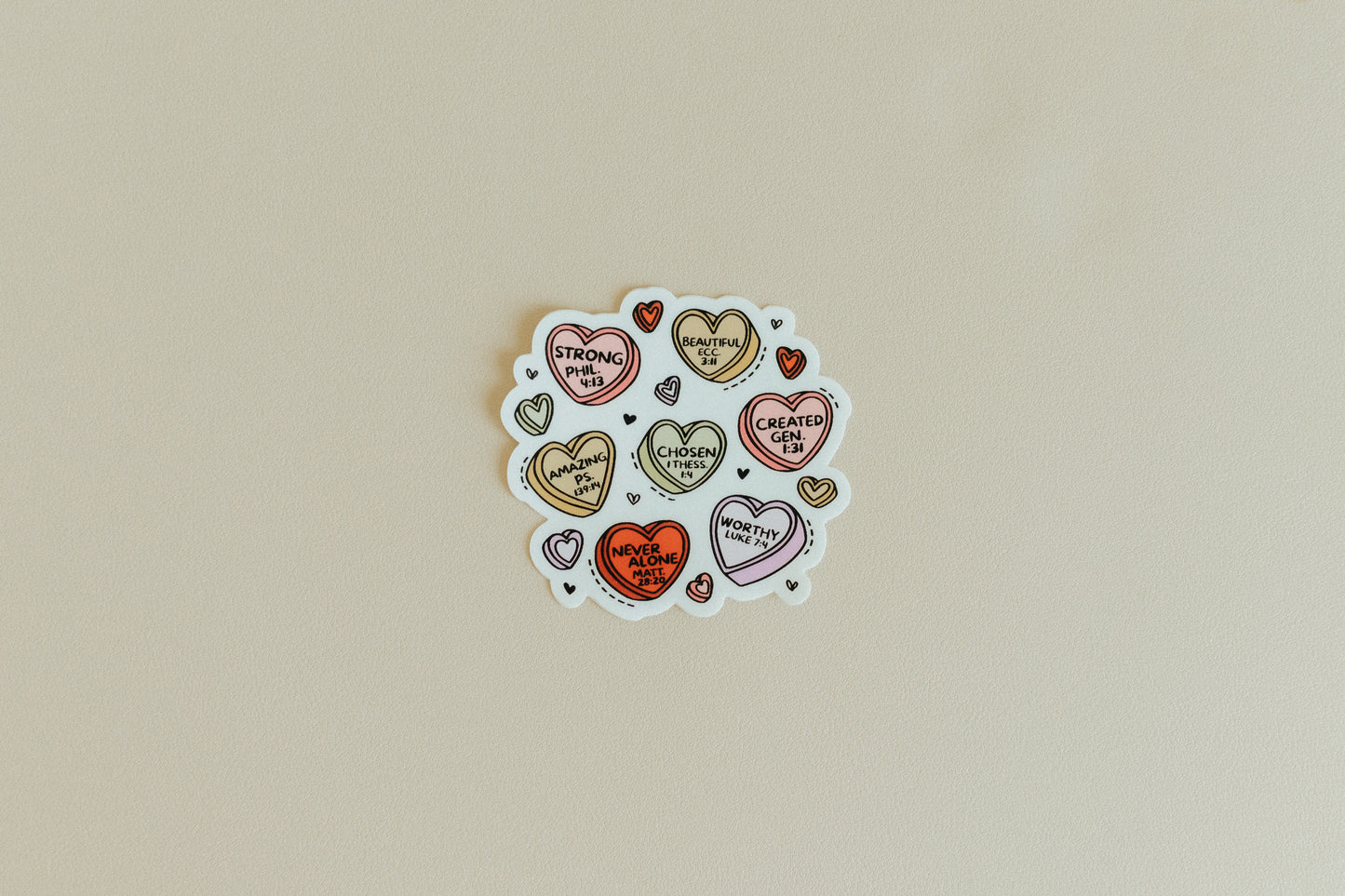 Heart Bible Verses, Waterproof Vinyl Sticker, 3x2.87"