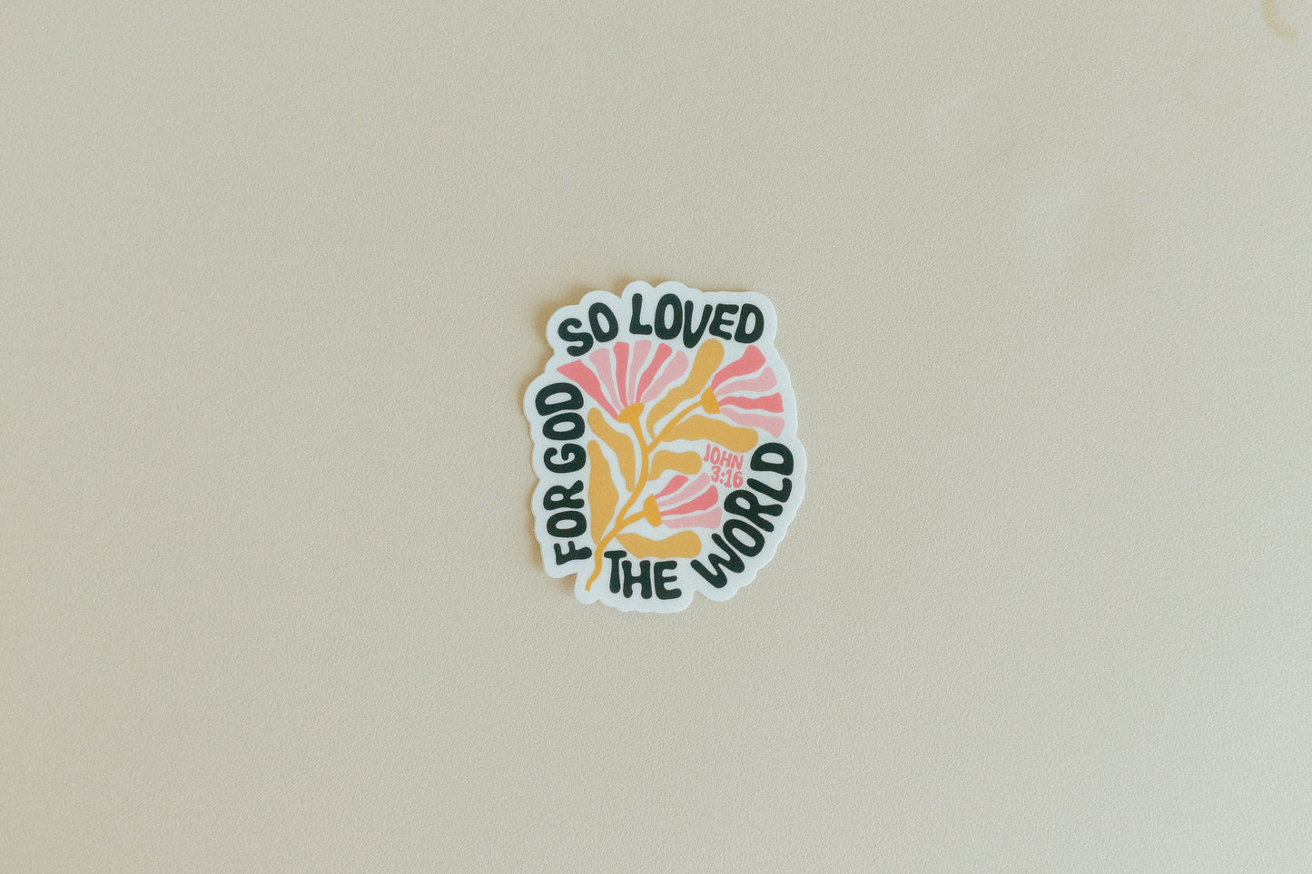 For God So Loved The World, Waterproof Vinyl Sticker, 2.52x3"