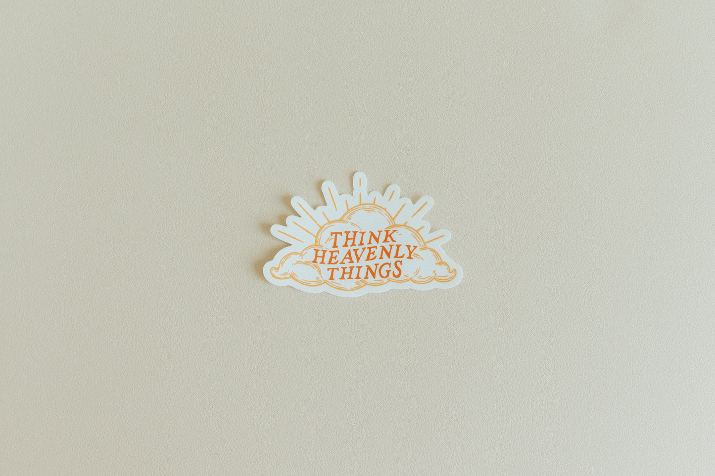 Think Heavenly Things, Waterproof Vinyl Sticker, 3x1.9"
