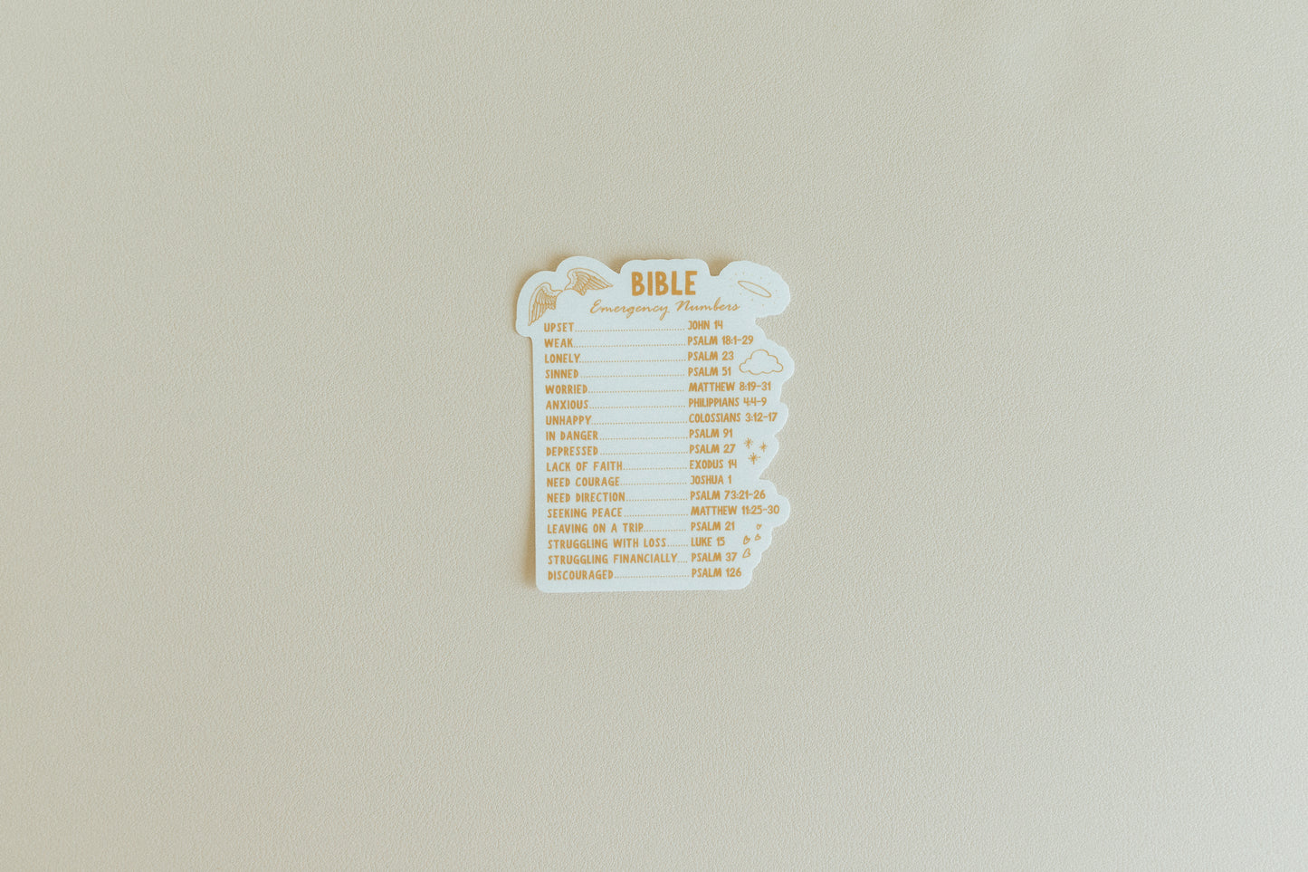 Bible Emergency Numbers, Waterproof Vinyl Sticker, 2.5x3"