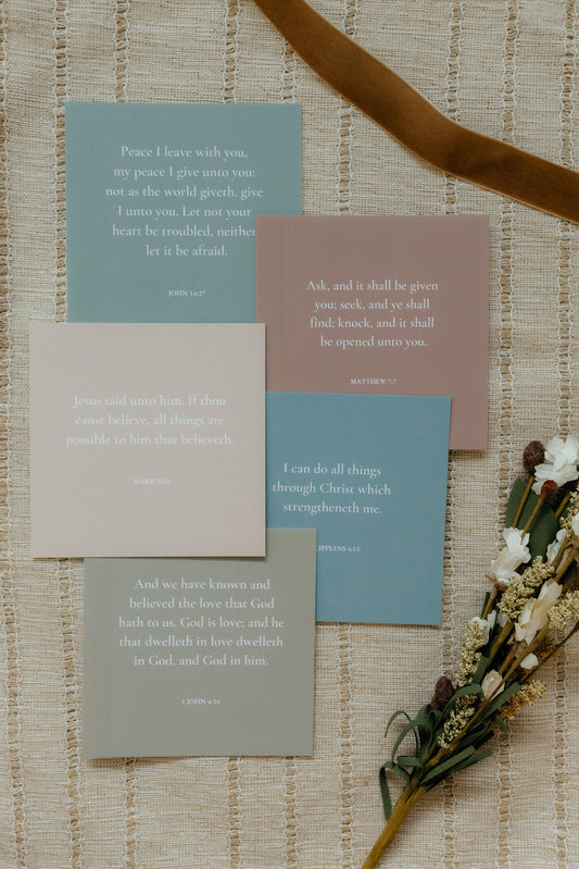 Earth Tones, 12 Uplifting Scripture Cards With Wood Stand, Christian Gift