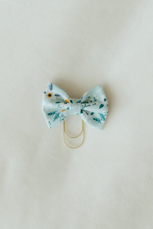 Cotton Bow Bookmark - Blue Floral