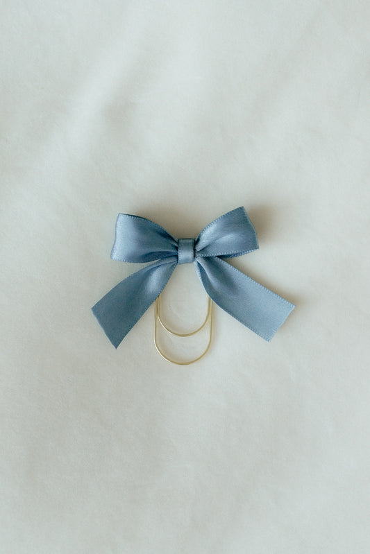 Satin Bible Bow - Dusty Blue