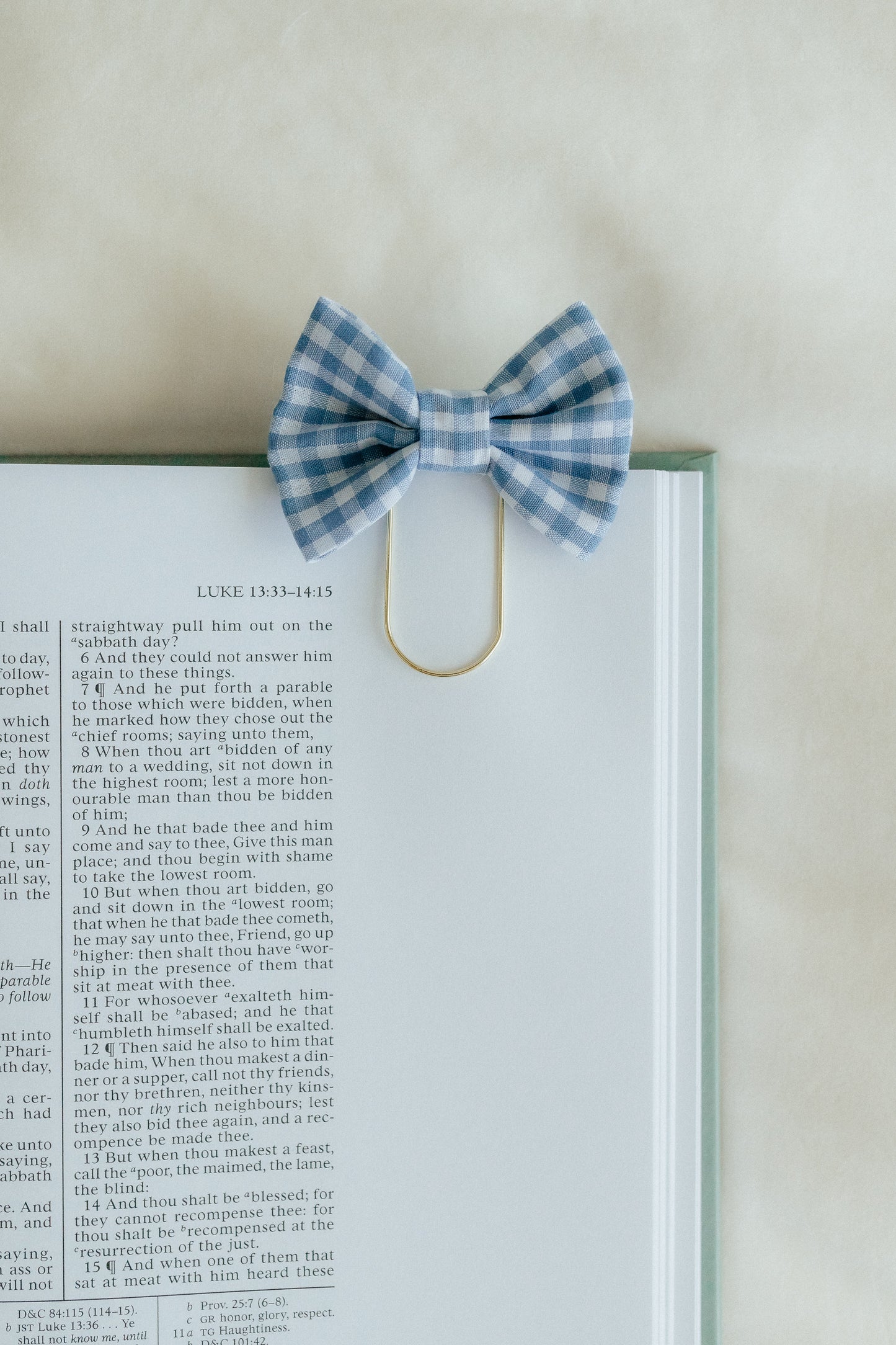 Cotton Bow Bookmark - Checkered Cream