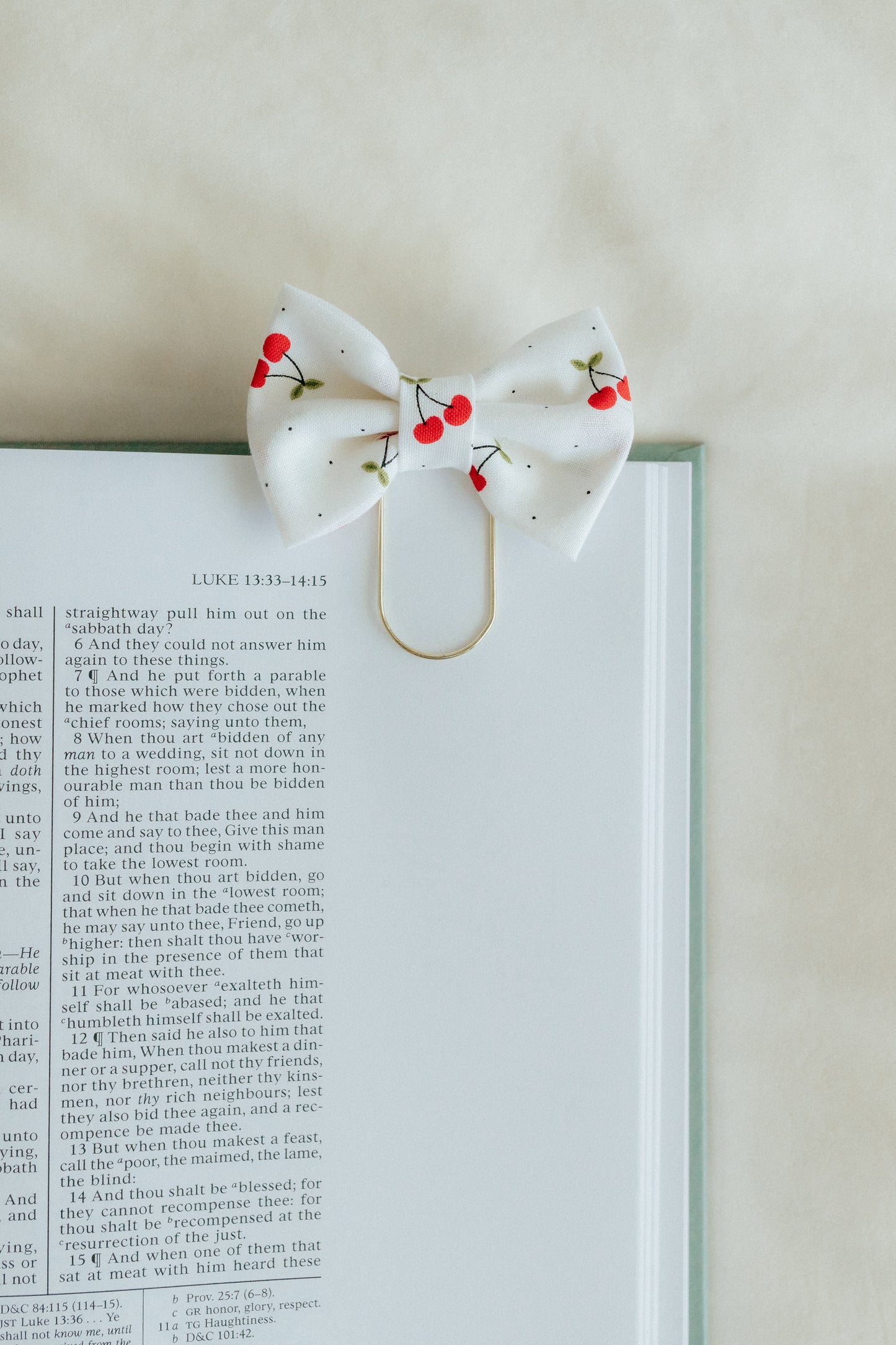 Cotton Bow Bookmark - Checkered Blue