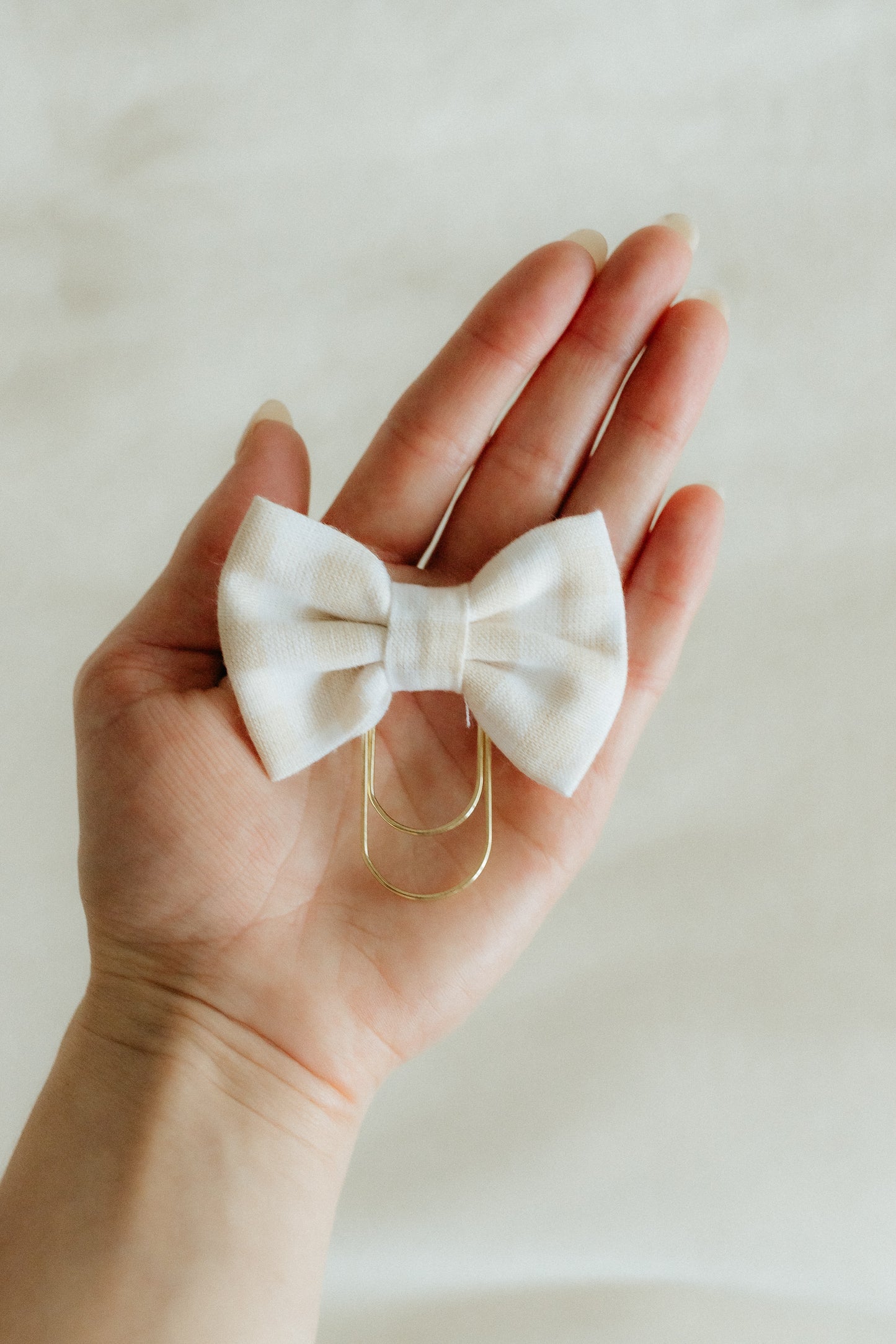 Cotton Bow Bookmark - Cream Plaid