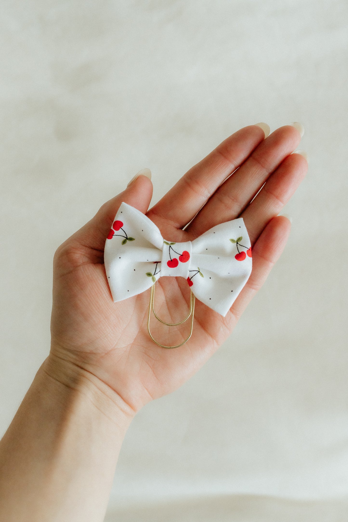 Cotton Bow Bookmark - Cherries